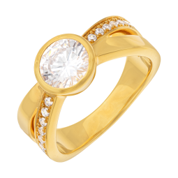 Bague en plaqué or, doré à l'or fin et oxydes de zirconium ronds 