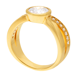 Bague en plaqué or, doré à l'or fin et oxydes de zirconium ronds 