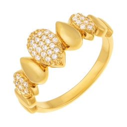 Bague en plaqué or, doré à l'or fin et oxydes de zirconium, gouttes