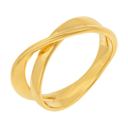 Bague en plaqué or, doré à l'or fin, anneaux asymétriques