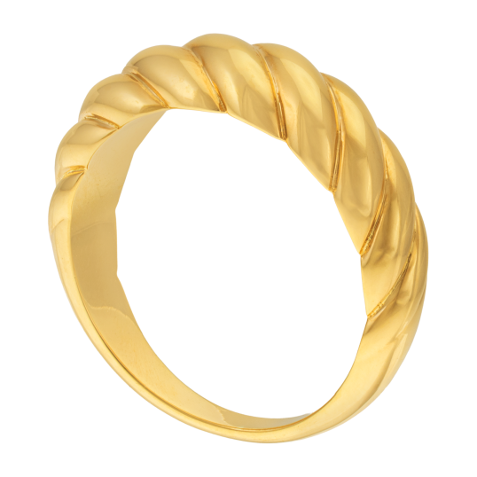 Bague en plaqué or, doré à l'or fin, torsadée