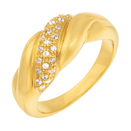 Bague en plaqué or, doré à l'or fin et oxydes de zirconium, torsadée