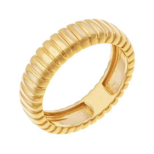 Bague en plaqué or, doré à l'or fin, striée