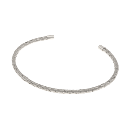 Bracelet jonc en argent rhodié, texturé