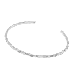 Bracelet jonc en argent rhodié, texturé