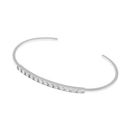 Bracelet jonc en argent rhodié et oxydes de zirconium serti clos