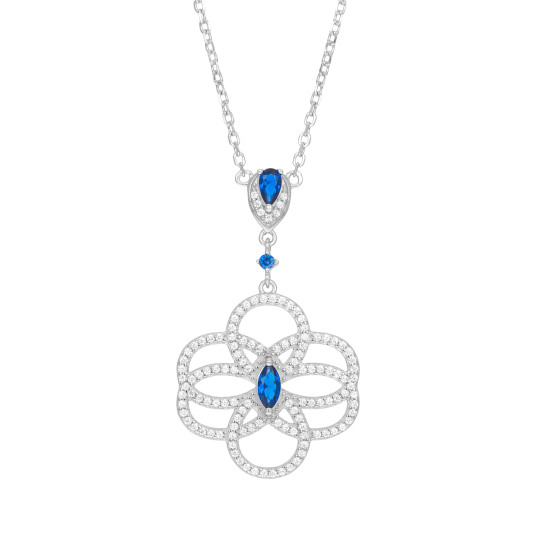 Collier en argent rhodié et oxydes de zirconium