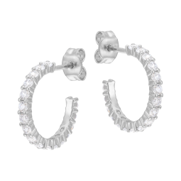 Boucles d'oreilles en argent rhodié, oxydes de zirconium