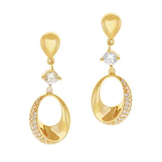 Boucles d'oreilles en plaqué or, doré à l'or fin, oxydes de zirconium 