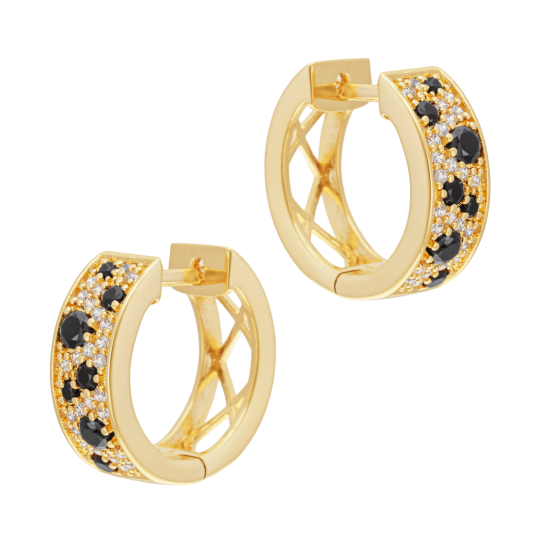 Boucles d'oreilles en plaqué or, doré à l'or fin, oxydes de zirconium