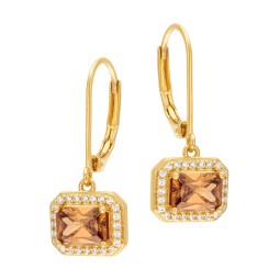 Boucles d'oreilles en plaqué or, doré à l'or fin, oxydes de zirconium 