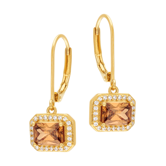 Boucles d'oreilles en plaqué or, doré à l'or fin, oxydes de zirconium 