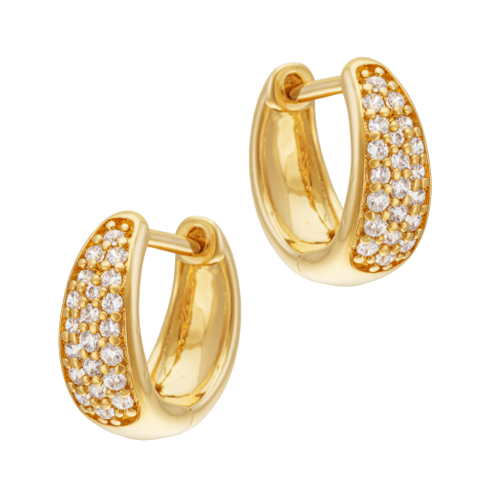 Boucles d'oreilles en plaqué or, doré à l'or fin, oxydes de zirconium 