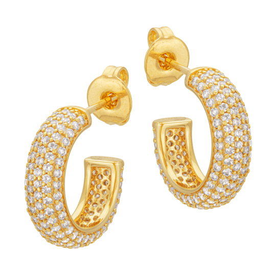 Créoles en plaqué or, doré à l'or fin, oxydes de zirconium 