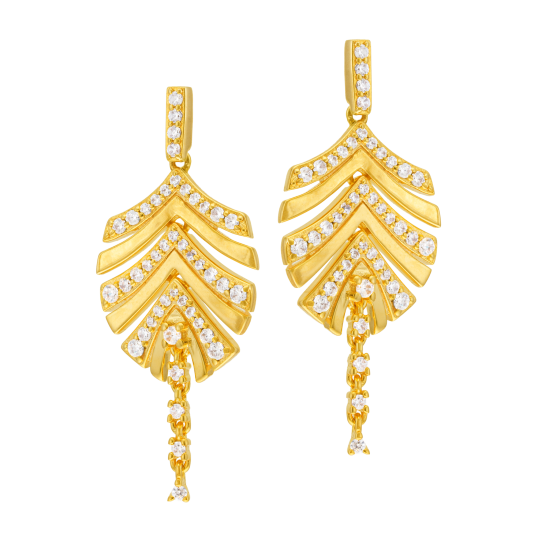 Boucles d'oreilles en plaqué or, doré à l'or fin, oxydes de zirconium 