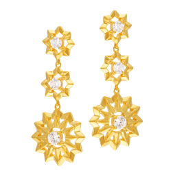 Boucles d'oreilles en plaqué or, doré à l'or fin, oxydes de zirconium 