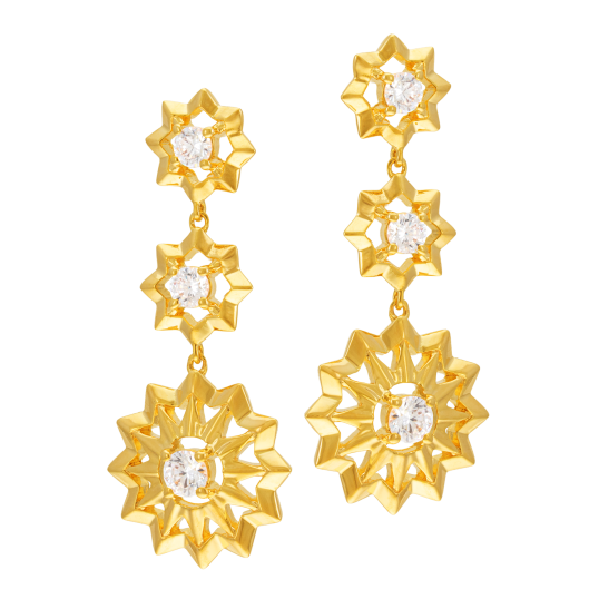 Boucles d'oreilles en plaqué or, doré à l'or fin, oxydes de zirconium 