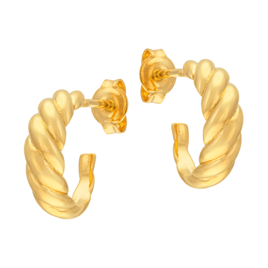 Boucles d'oreilles en plaqué, doré à l'or fin, torsadée