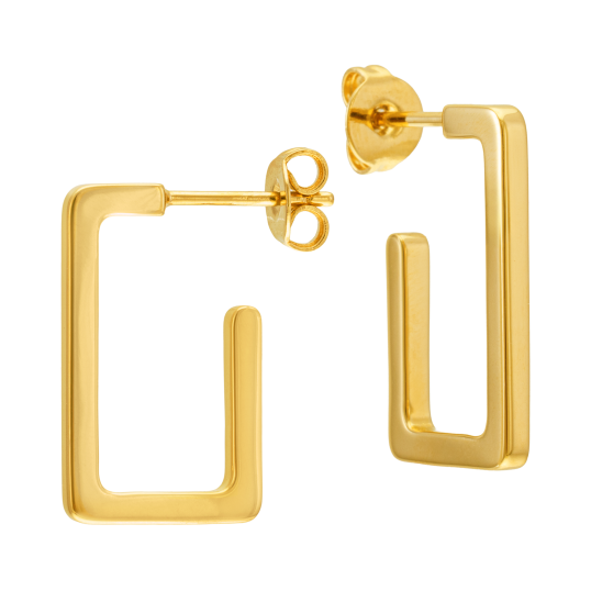 Créoles en plaqué or, doré à l'or fin, carrées