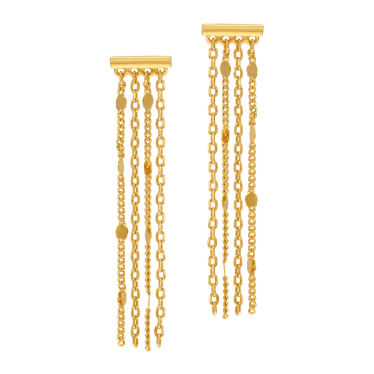 Boucles d'oreilles en plaqué or, doré à l'or fin , multi chaînes 