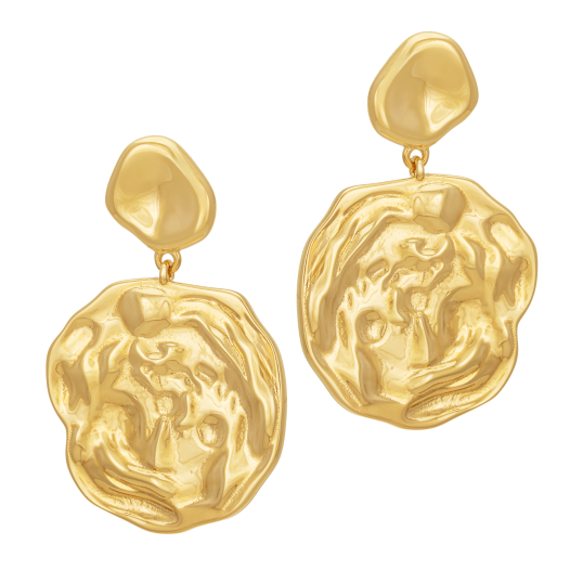 Boucles d'oreilles en plaqué or, doré à l'or fin, double pastilles