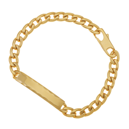 Identité en plaqué or, plaque 7mm, maille gourmette