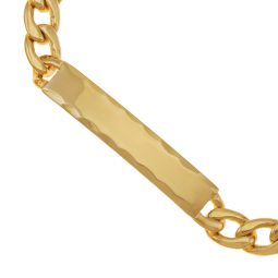 Identité en plaqué or, plaque 7mm, maille gourmette