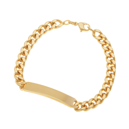 Identité en plaqué or, maille gourmette, plaque 7mm