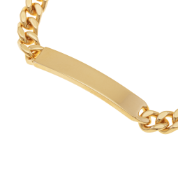 Identité en plaqué or, maille gourmette, plaque 7mm