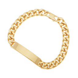 Identité en plaqué or, maille gourmette, plaque 9mm