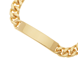 Identité en plaqué or, maille gourmette, plaque 9mm