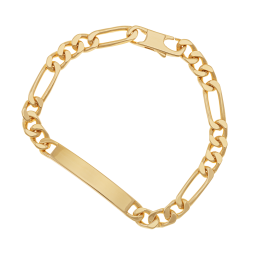 Identité en plaqué or, plaque 6,5mm, maille cheval alternée 1-3