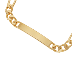 Identité en plaqué or, plaque 6,5mm, maille cheval alternée 1-3