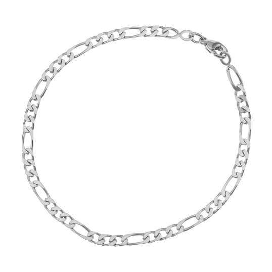 Bracelet en argent rhodié, maille cheval alternée 1-3