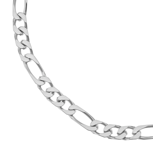 Bracelet en argent rhodié, maille cheval alternée 1-3
