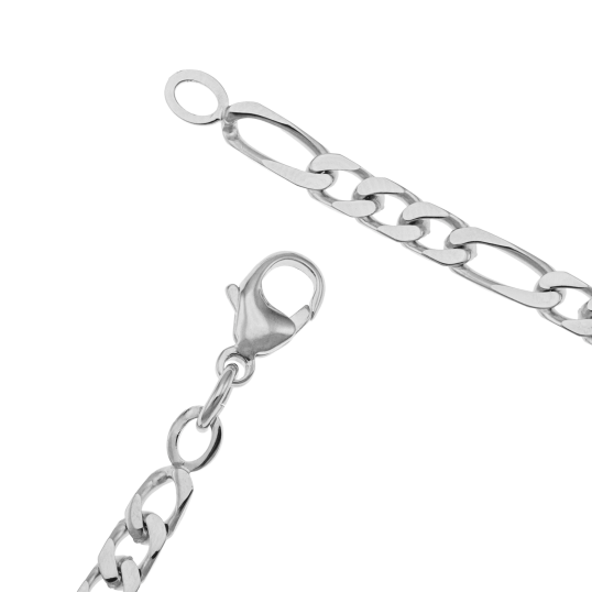 Bracelet en argent rhodié, maille cheval alternée 1-3