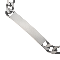 Identité en argent vieilli, plaque rectangle 6,3 mm et maille cheval alternée 1-1