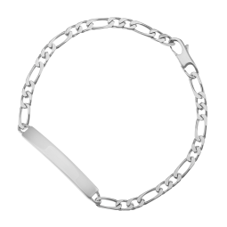 Identité en argent, plaque rectangle 5 mm et maille cheval alternée 1-2