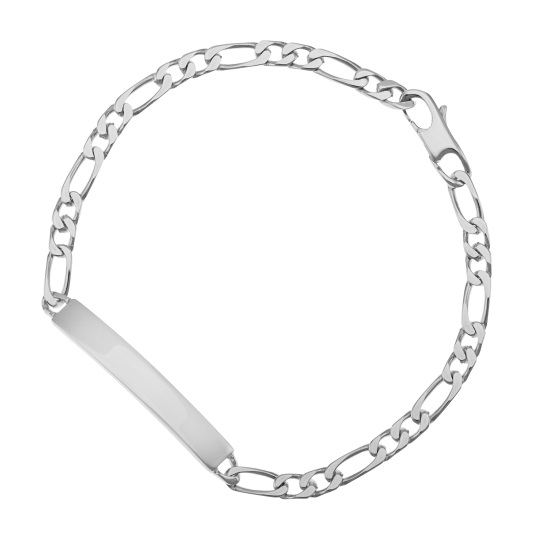 Identité en argent, plaque rectangle 5 mm et maille cheval alternée 1-2