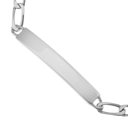 Identité en argent, plaque rectangle 5 mm et maille cheval alternée 1-2