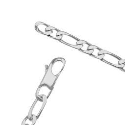 Identité en argent, plaque rectangle 5 mm et maille cheval alternée 1-2