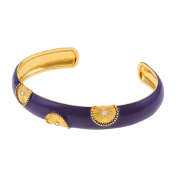 Jonc en laiton doré, oxyde de zirconium et laque violette