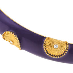 Jonc en laiton doré, oxyde de zirconium et laque violette