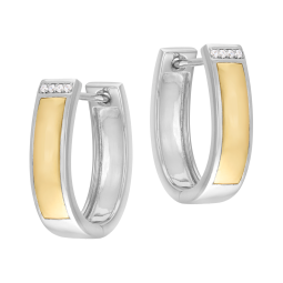 Boucles d'oreilles en or jaune et argent rhodié, oxydes de zirconium