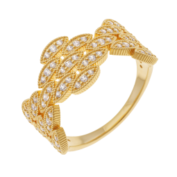 Bague en plaqué or, doré à l'or fin et oxydes de zirconium