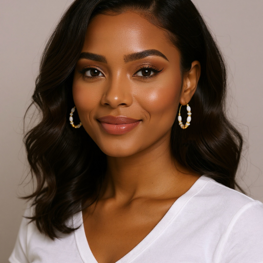 Boucles d'oreilles en argent doré et nacres