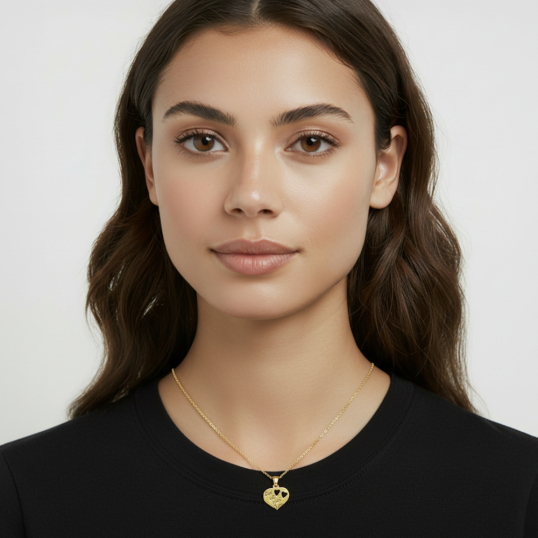 Pendentif en or jaune, coeur toi et moi