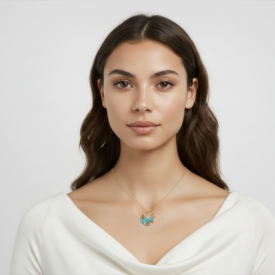 Pendentif en or jaune et pierre synthétique