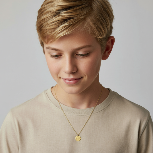 Médaille zodiaque en or jaune, lion