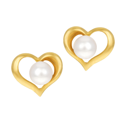 Boucles d'oreilles en or jaune et perle de culture 